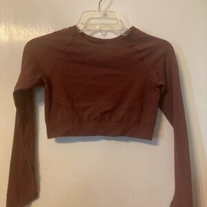 Gymshark Long Sleeve Crop Top - Burgundy Size Medium